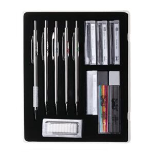 Mr. Pen- Metal Mechanical Pencil Set with Lead and Eraser Refills, 5 Sizes, 0.3, 0.5, 0.7, 0.9, 2mm, Drafting, Sketching, Architecture, Drawing Mechanical Pencils, Christmas Gifts