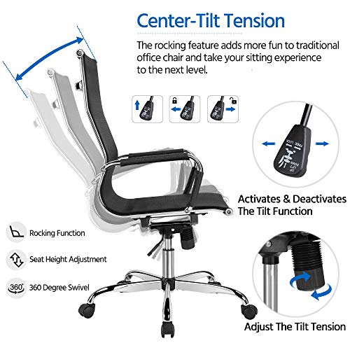 Yaheetech High-Back Office Chair Mesh Fabric Task Chair Ergonomic Swivel Chair Mid-Century Desk Chair with Armrests and Rocking Breathable Back for Executive Conference Room/Home, Office, Black | The Storepaperoomates Retail Market - Fast Affordable Shopping