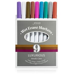 Jot & Mark Wet Erase Markers | Metallic Colors for Writing Safely on Glass Windows, Plastic Containers, and Transparent Overlays
