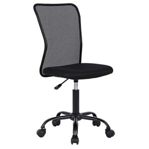 Small Mesh Desk Chair for Home Office, Mid Back Adjustable Armless Task Chair with Ergonomic Lumbar Support, Modern Cheap Rolling Swivel Computer Office Chair for Home Women, Men