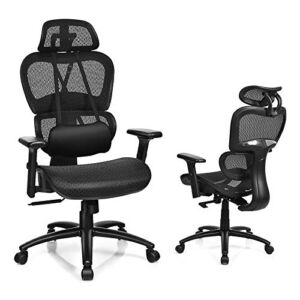 POWERSTONE Ergonomic Office Chair – High Back Computer Chairs with Adjustable Headrest Armrests and USB Massage Lumbar Support Gaming Chair 140°Reclining Breathable Mesh Back