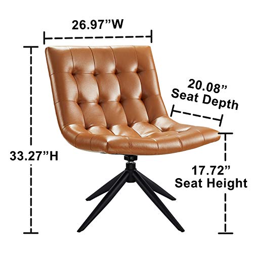 Volans Accent Chairs for Living Room Set of 2, Mid Century Modern Faux Leather Swivel Accent Chair Armless Lounge Chair Desk Chair No Wheels, Brown | The Storepaperoomates Retail Market - Fast Affordable Shopping
