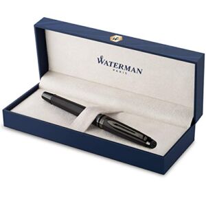 Waterman Expert Rollerball Pen | Metallic Black Lacquer with Ruthenium Trim | Fine Point | Black Ink | With Gift Box