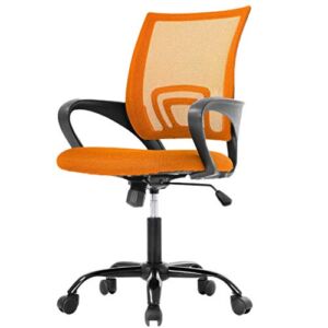 Office Chair Mid Back Swivel Ergonomic Chair Mesh Executive Office Chair with Adjustable Seat Lumbar Support Armrest Swivel Computer Desk Chair for Home Office Study, Medium Back,Orange