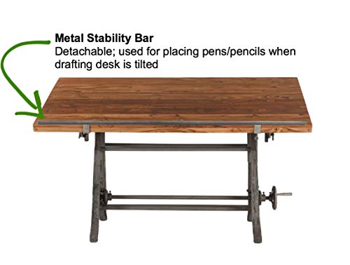 The House of Trade Vintage Drafting Table | Beirut Industrial Artist Desk Also Used as Full Standing Desk with Reclaimed Wood Table Top. Crank Adjustable Desk with Iron Cast Base, and tilt top Desk. | The Storepaperoomates Retail Market - Fast Affordable Shopping