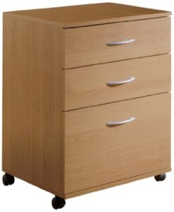 3-Drawer Mobile Filing Cabinet from Nexera, Natural Maple