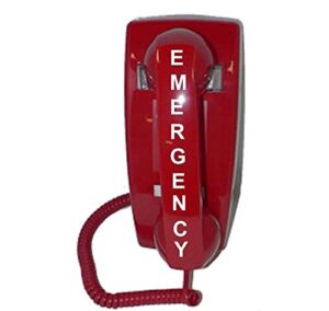 Emergency Wall Telephone Pre-programmed to Auto Dial 911 – RED