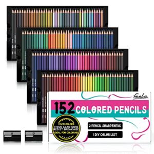 Feela 152 Colored Pencils with Pencil Sharpener Premium Soft Core Colors Pencils Set for Adult Coloring Books