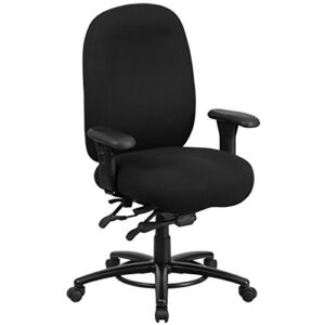 Flash Furniture HERCULES Series 24/7 Intensive Use Big & Tall 350 lb. Rated Black Fabric Multifunction Ergonomic Office Chair – Foot Ring