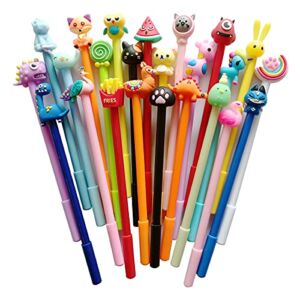 sencoo 24 pack Cute Cartoon Gel Blue Ink Pens Assorted Style Writing Pens for Kiddie Birthday Present School Prize Student Gift Fun Girls Kiddie Pens (blue)