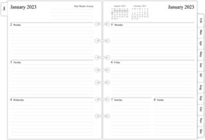 2023 Weekly & Monthly Planner Refill, 5-1/2″ x 8-1/4″, Runs from January 2023 to December 2023, Ruled Daily Boxes, Desk Size 4, 7-Hole Punched