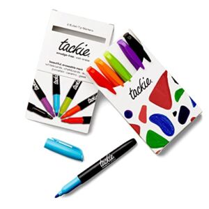MC SQUARES Tackie Markers Bullet Tip 6-Pack: Smudge-Free Markers for Dry-Erase Whiteboards. Erases with water! Wet-Erase Low Odor Pens. Neon Colors: Red, Teal, Purple, Orange, Green, Black