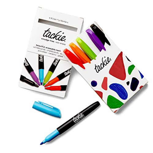 MC SQUARES Tackie Markers Bullet Tip 6-Pack: Smudge-Free Markers for Dry-Erase Whiteboards. Erases with water! Wet-Erase Low Odor Pens. Neon Colors: Red, Teal, Purple, Orange, Green, Black | The Storepaperoomates Retail Market - Fast Affordable Shopping