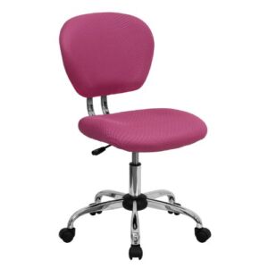 Flash Furniture Mid-Back Pink Mesh Padded Swivel Task Office Chair with Chrome Base