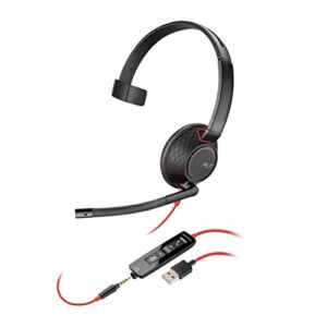 Plantronics – Blackwire 5210 – Wired, Single Ear (Monaural) Headset with Boom Mic – Computer Headset – USB-A, 3.5 mm to connect to your PC, Mac, Tablet and/or Cell Phone