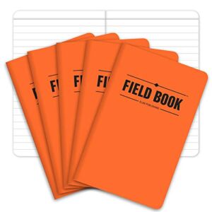 Field Notebook/Pocket Journal – 3.5″x5.5″ – Orange – Lined Memo Book – Pack of 5