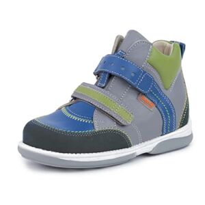 Memo Polo Ankle Support Children’s Corrective Orthopedic Sneaker, Grey/Blue/Green, 24 (8 M US Toddler)