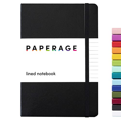 PAPERAGE Lined Journal Notebook, (Black), 160 Pages, Medium 5.7 inches x 8 inches – 100 GSM Thick Paper, Hardcover | The Storepaperoomates Retail Market - Fast Affordable Shopping