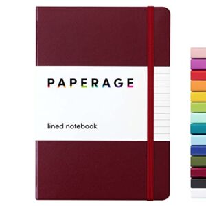 PAPERAGE Lined Journal Notebook, (Burgundy), 160 Pages, Medium 5.7 inches x 8 inches – 100 GSM Thick Paper, Hardcover