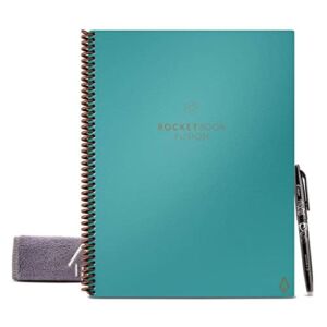 Rocketbook Fusion Smart Reusable Notebook – Calendar, To-Do Lists, and Note Template Pages with 1 Pilot Frixion Pen & 1 Microfiber Cloth Included – Neptune Teal Cover, Letter Size (8.5″ x 11″)