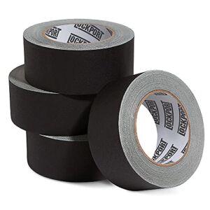 Lockport Black Gaffers Tape 4 Pack – 30 Yards x 2 Inch – Waterproof, No Residue, Non-Reflective, Easy Tear, Matte Gaffer Stage Tape – Gaff Cloth Tape for Photography, Filming Backdrop
