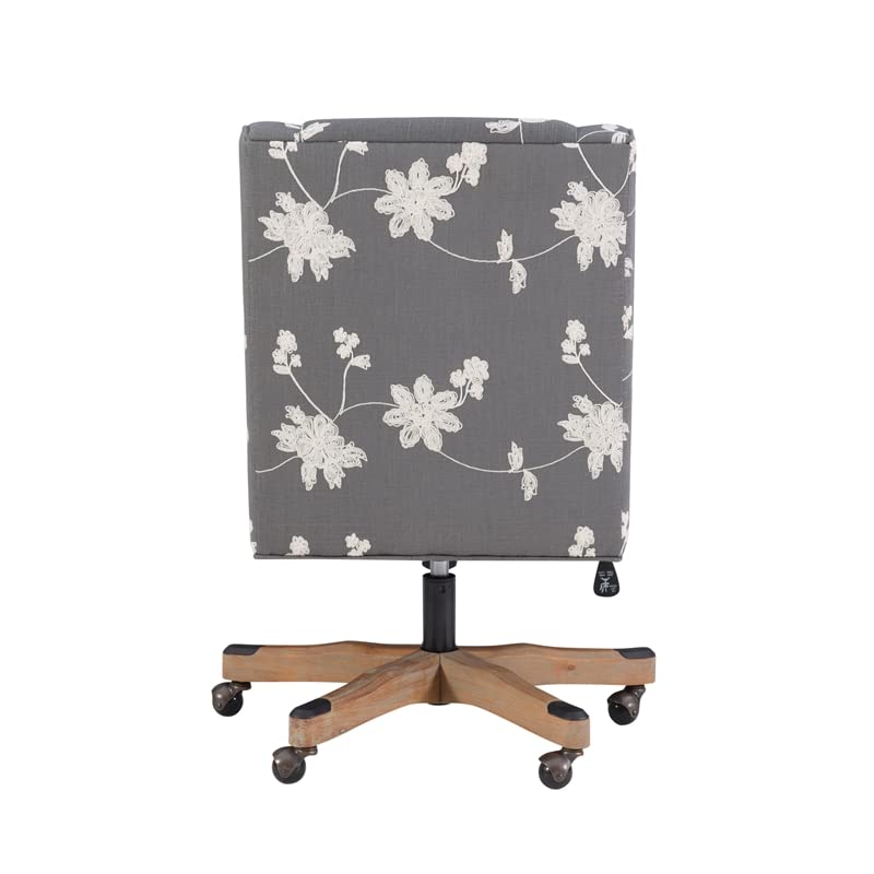 Linon Draper Wood Upholstered Embroidered Office Chair in Gray | The Storepaperoomates Retail Market - Fast Affordable Shopping