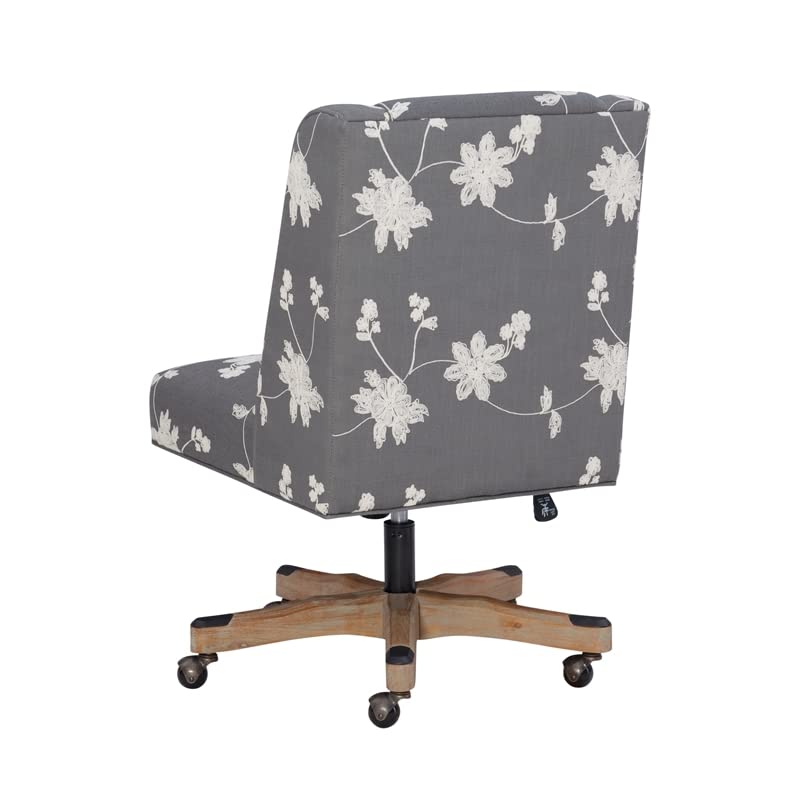 Linon Draper Wood Upholstered Embroidered Office Chair in Gray | The Storepaperoomates Retail Market - Fast Affordable Shopping