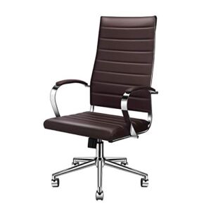 LUXMOD High Back Office Chair Brown, Ergonomic Office Chair in Vegan Leather, Ergonomic Desk Chair with Back Support, Highback Office Chair Brown Executive Chair, Manager Chair in Brown