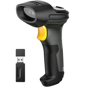 Inateck Super Wireless Barcode Scanner, Transmission Range Up to 330ft, Wireless Adapter and Build-in Bluetooth, Working Time Approx. 30 Days, with Vibrating Function, Pro 7
