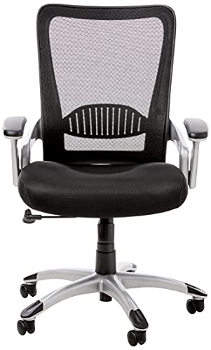 Office Star Screen Back Chair with Padded Mesh Seat, Flip Arms, and Silver Accents, Black (EMH69216-3M) | The Storepaperoomates Retail Market - Fast Affordable Shopping