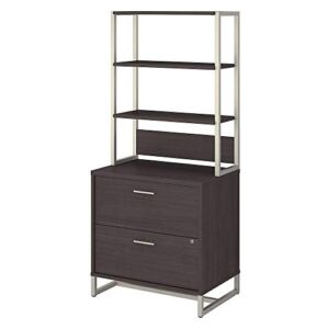 Bush Business Furniture Office by Kathy Ireland Method 2 Drawer Lateral File Cabinet with Hutch, Storm Gray