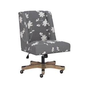 Linon Home Décor Brookville Grey Embroidered Office Chair