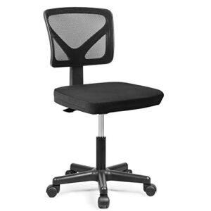 Rimiking Mesh Low-Back Ergonomic Swivel Chair Computer Chair Task Chair Desk Chair Armless Home Office Chair, Adjustable Height, Black