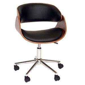 Armen Living Julian Office Chair in Black Faux Leather and Chrome Finish