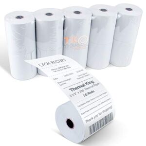 TK Thermal King, 3-1/8″ x 230′ Point-of-Sale Thermal Paper Rolls fits Station POS System (10 Rolls)