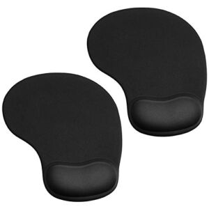 JIKIOU 2 Pack Mouse Pad, Ergonomic Mouse Pad with Gel Wrist Rest Support, Comfortable Wrist Rest Mouse Pad with Non-Slip PU Base for Computer Laptop Home Office Travel, Small Size, 9 x 7.5 inch, Black