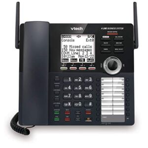 VTech AM18447 Main Console 4-Line Expandable Small Business Office Phone System with Answering Machine, Intercom, Auto Attendant & Music on Hold , Black