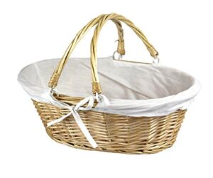 Vintiquewise(TM) QI003055.WF Oval Willow Basket with Double Drop Down Handles
