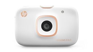 HP Sprocket 2-in-1 Portable Photo Printer & Instant Camera, print social media photos on 2×3″ sticky-backed paper (2FB96A), 2:1 White, 4.8 x 3 x 1.1