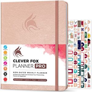 Clever Fox Planner PRO – Weekly & Monthly Life Planner to Increase Productivity, Time Management and Hit Your Goals – Organizer, Gratitude Journal – Undated, 1 Year – Softcover, 8.5×11″ (Rose Gold)