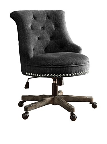 Linon Sinclair Wood Upholstered Swivel Office Chair in Charcoal Gray | The Storepaperoomates Retail Market - Fast Affordable Shopping