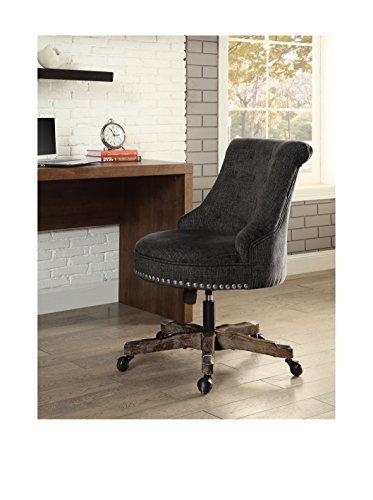 Linon Sinclair Wood Upholstered Swivel Office Chair in Charcoal Gray | The Storepaperoomates Retail Market - Fast Affordable Shopping
