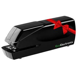 EcoElectronix Electric Stapler – Portable Automatic Stapler 30 Sheet Capacity – Quiet, Jam-Free, and Easy Reload with Lifetime Warranty – AC or Battery Powered for Professional Home Office Use – Black