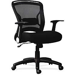 Lorell Flipper Arm Mid-Back Chair, 39.6″ x 27.8″ x 28″, Black