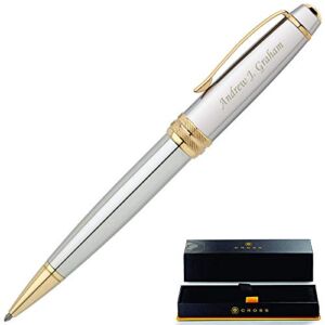 Engraved Cross Pen | Personalized Cross Bailey Medalist Ballpoint Gift Pen – Chrome With Gold Trim, Custom Engraved By Dayspring Pens. Executive Gift.