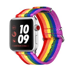 Bandmax Compatible with Rainbow LGBT Apple Watch Bands 42MM 44MMN Nylon Fabric Sport Straps Women Men Gay Pride Replacement Wristband Accessories Metal Buckle Compatible with iwatch 7/6/5/4/3/2/1