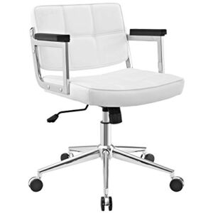 Modway Portray Mid Back Faux Leather Modern Office Chair In White