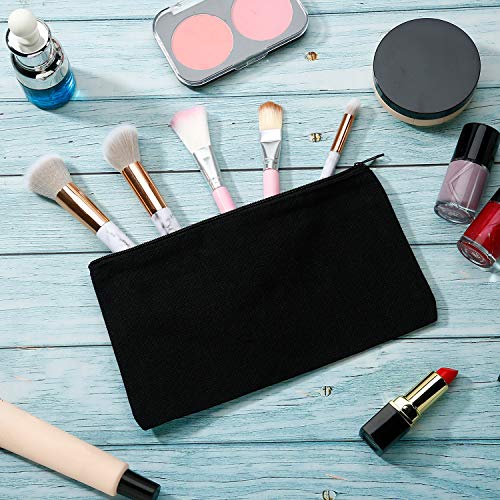 Canvas Zipper Pouch Bags Canvas Makeup Bags Pencil Case Blank DIY Craft Bags for Travel DIY Craft School Classroom Supplies, Black | The Storepaperoomates Retail Market - Fast Affordable Shopping