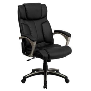 Flash Furniture High Back Folding Black LeatherSoft Executive Swivel Office Chair with Arms