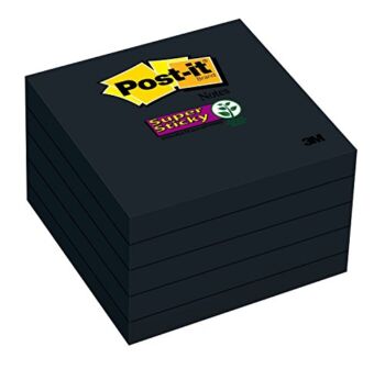 Post-it Super Sticky Notes, 3 in x 3 in, 5 Pads, 2x the Sticking Power, Black, Recyclable (654-5SSSC) | The Storepaperoomates Retail Market - Fast Affordable Shopping